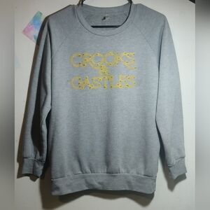 Crooks & Castles Gray and Gold Crew Neck Sweater